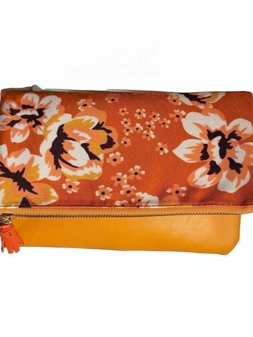 Rachel Pally Reversible Foldover Clutch Floral Orange & Yellow